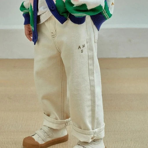Stitch cotton pants - cream
