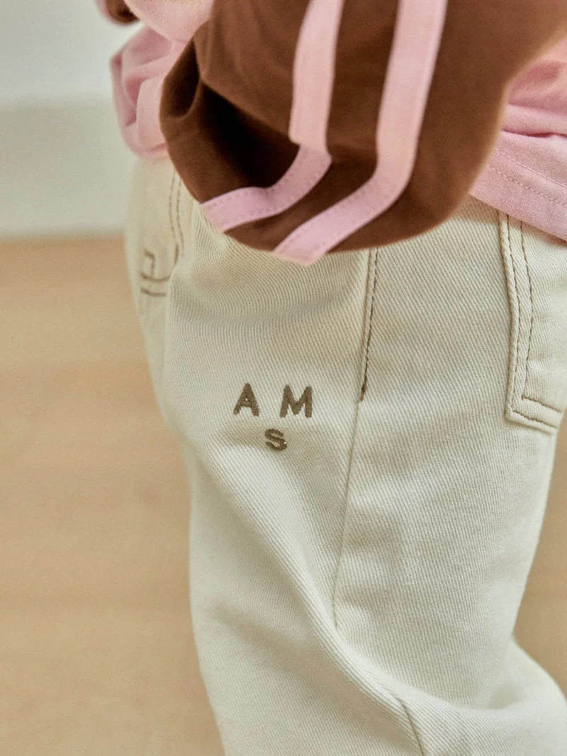 Stitch cotton pants - cream