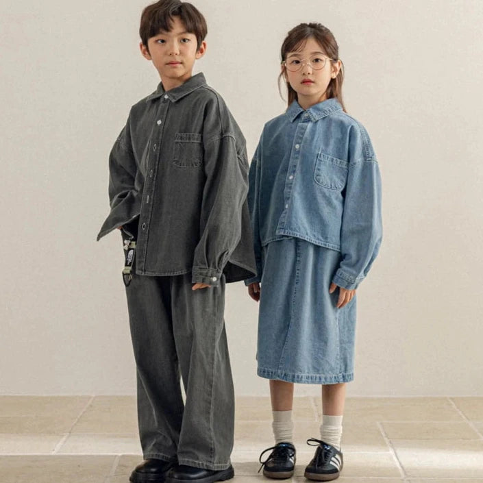 Cropped denim shirt - LAST ONE 3-4 yr