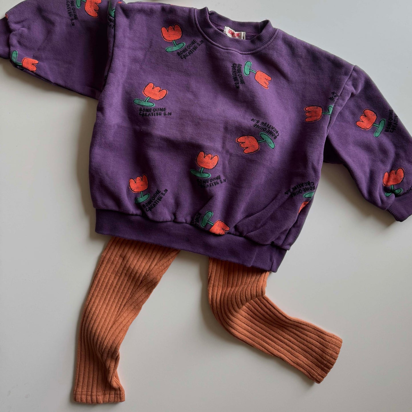 Flower fleece sweatshirt