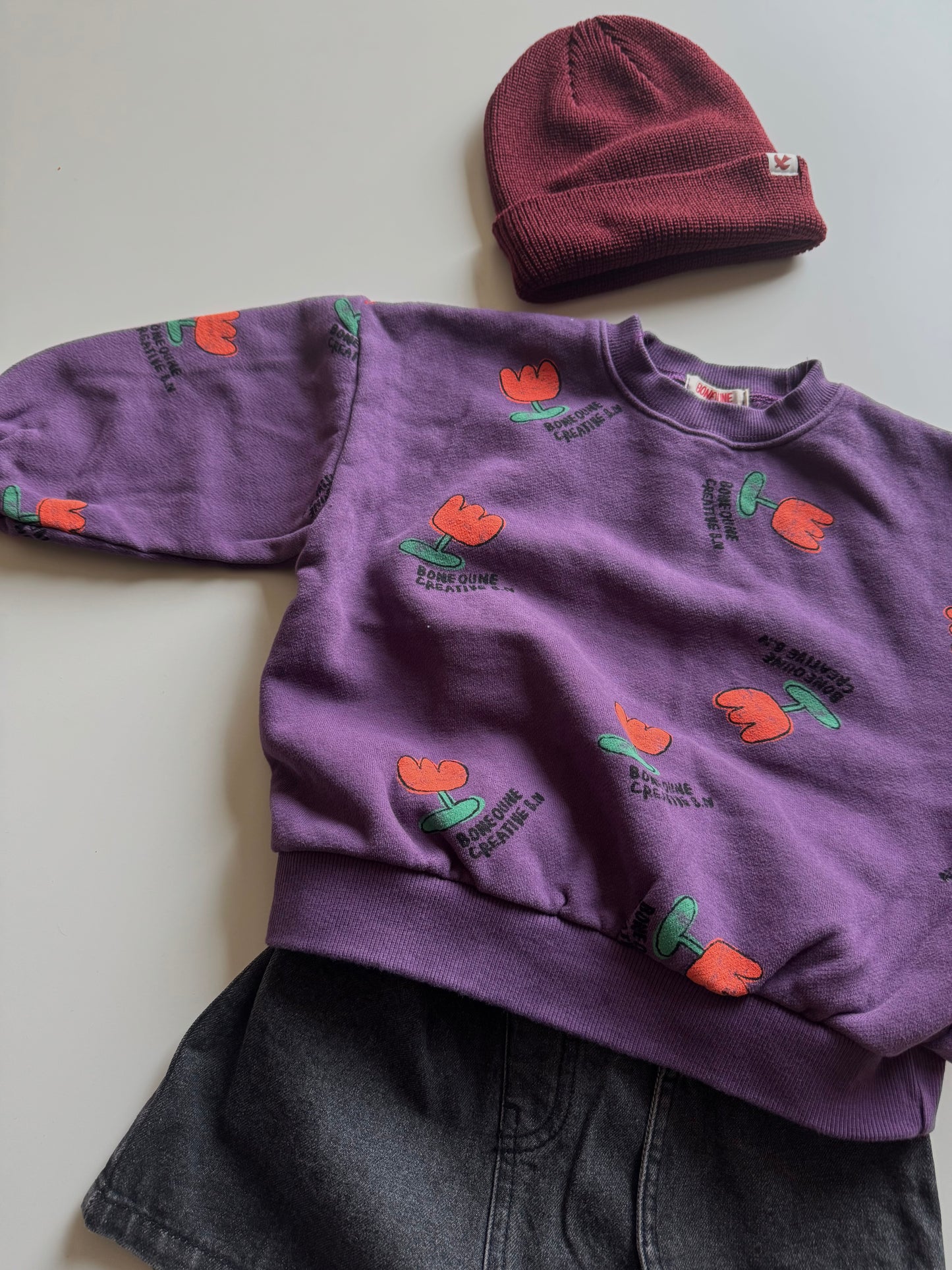 Flower fleece sweatshirt