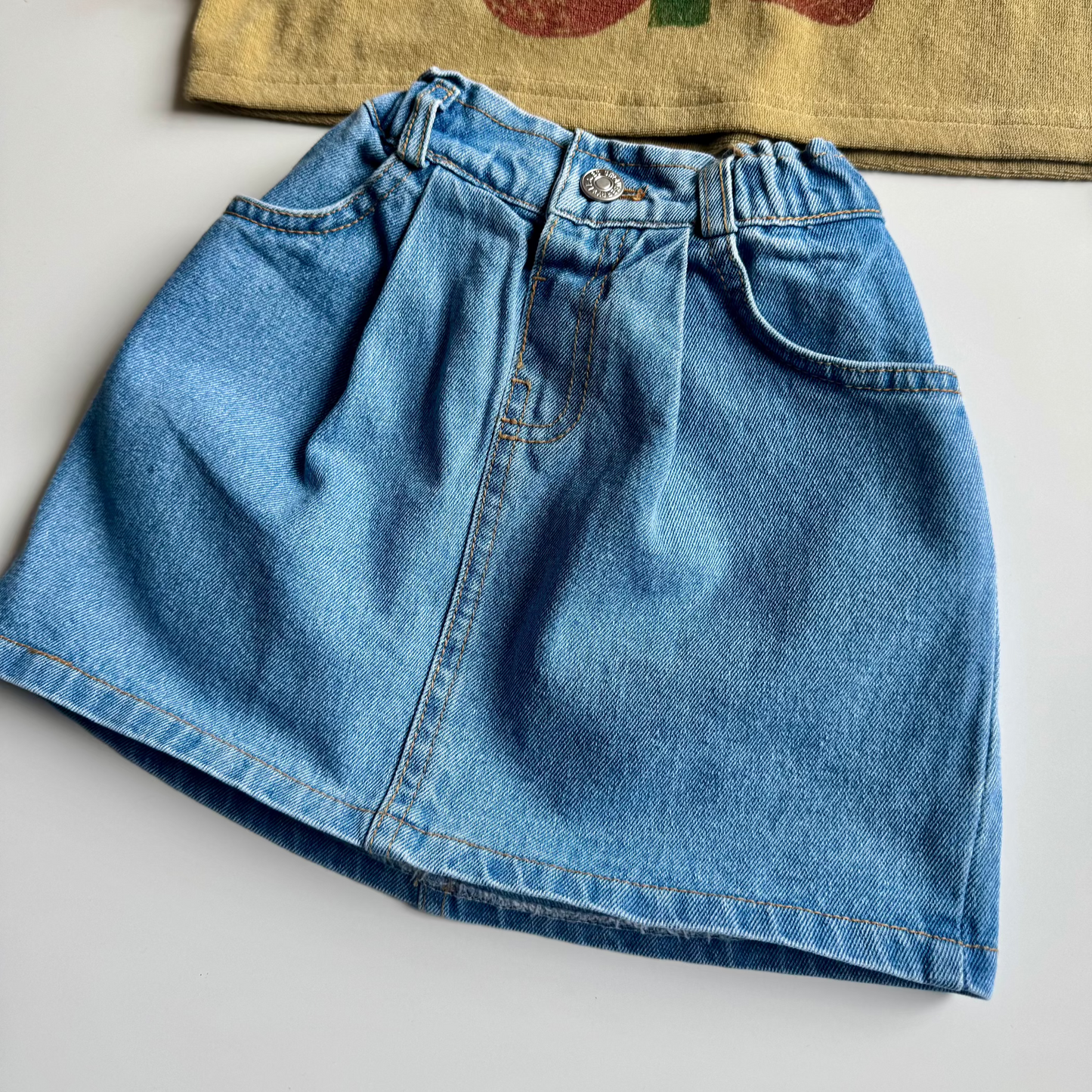 Blue denim skirt
