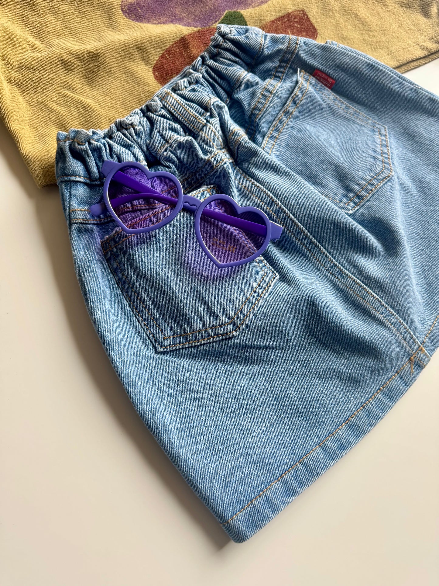 Blue denim skirt