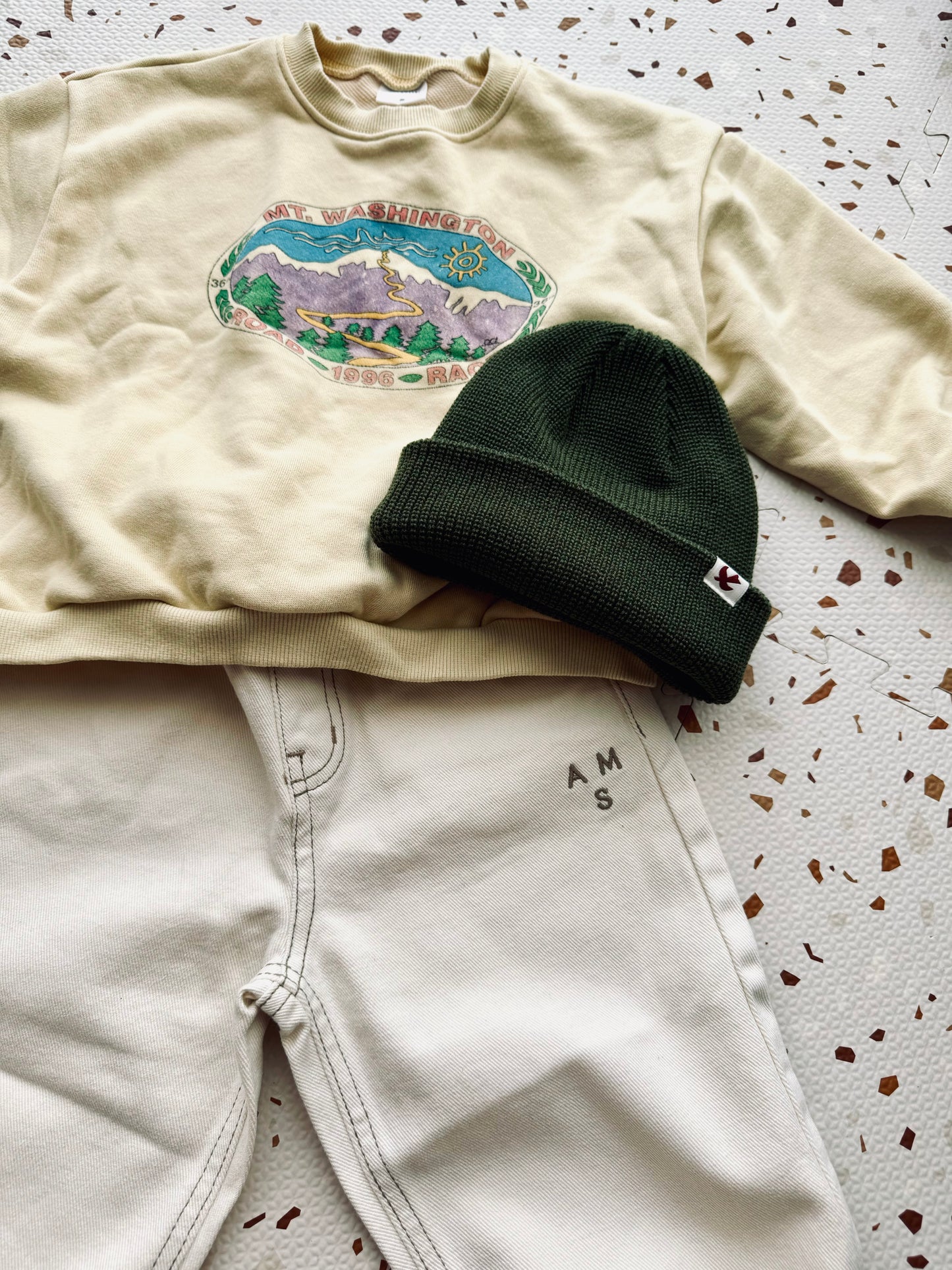 Stitch cotton pants - cream