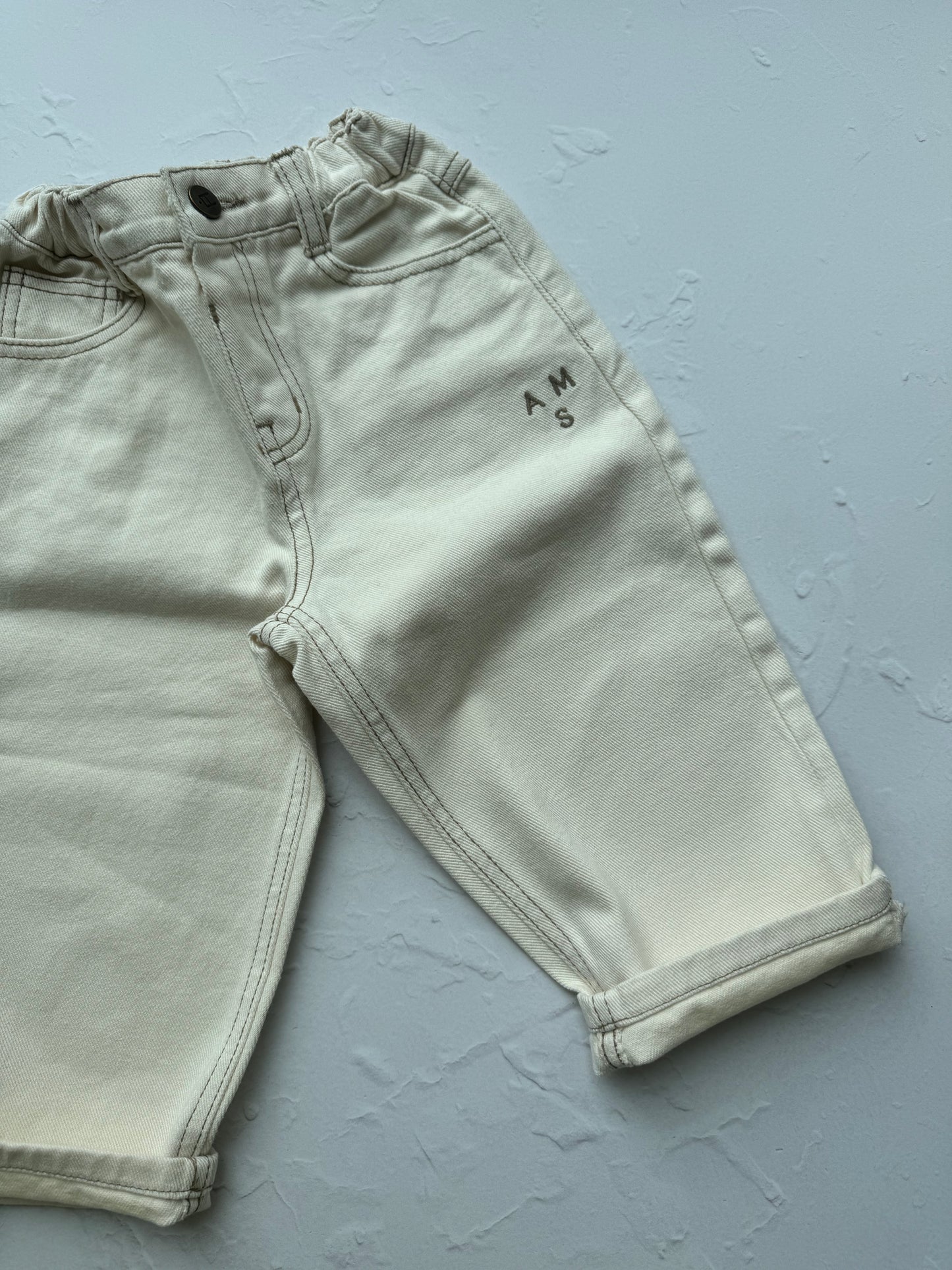 Stitch cotton pants - cream