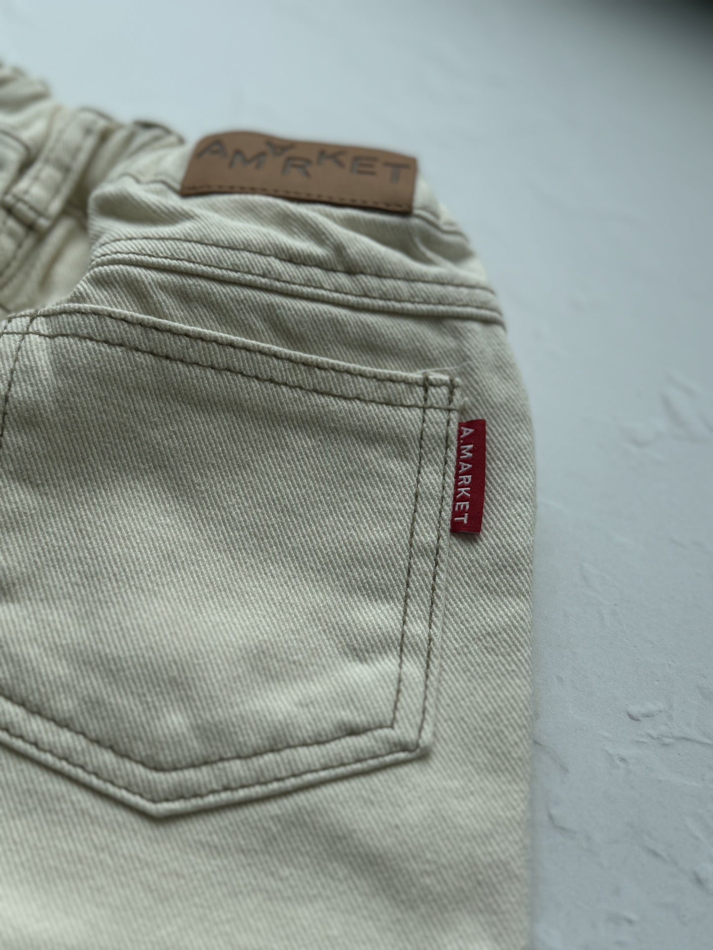 Stitch cotton pants - cream