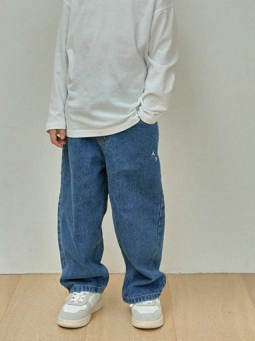 Stitch cotton pants - denim