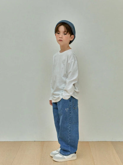 Stitch cotton pants - denim