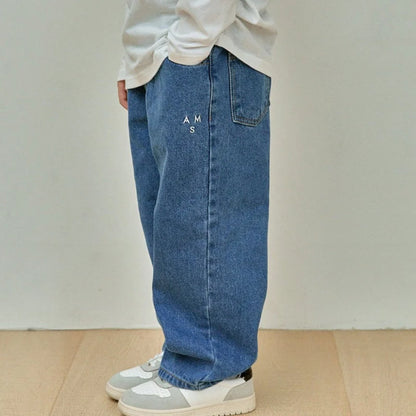 Stitch cotton pants - denim