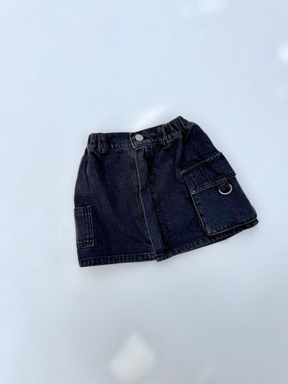 Denim cargo skirt