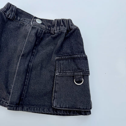 Denim cargo skirt