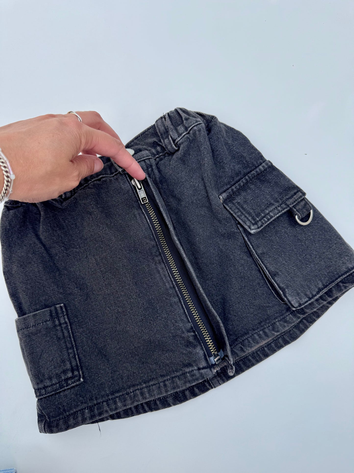Denim cargo skirt
