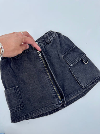 Denim cargo skirt