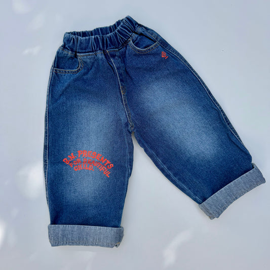 Roll-up denim pants