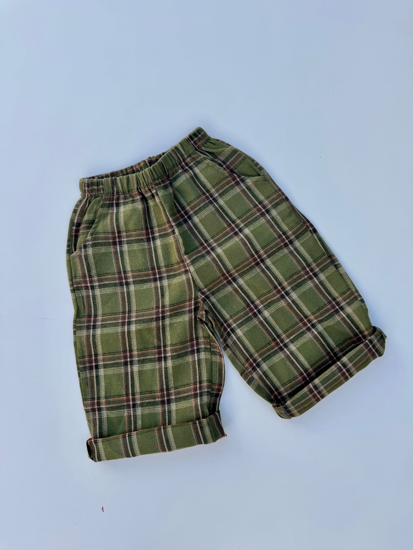 Check camp straight pants - green