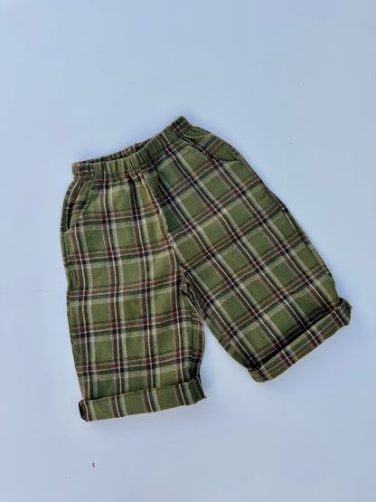 Check camp straight pants - green