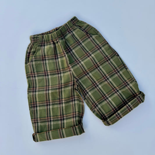Check camp straight pants - green