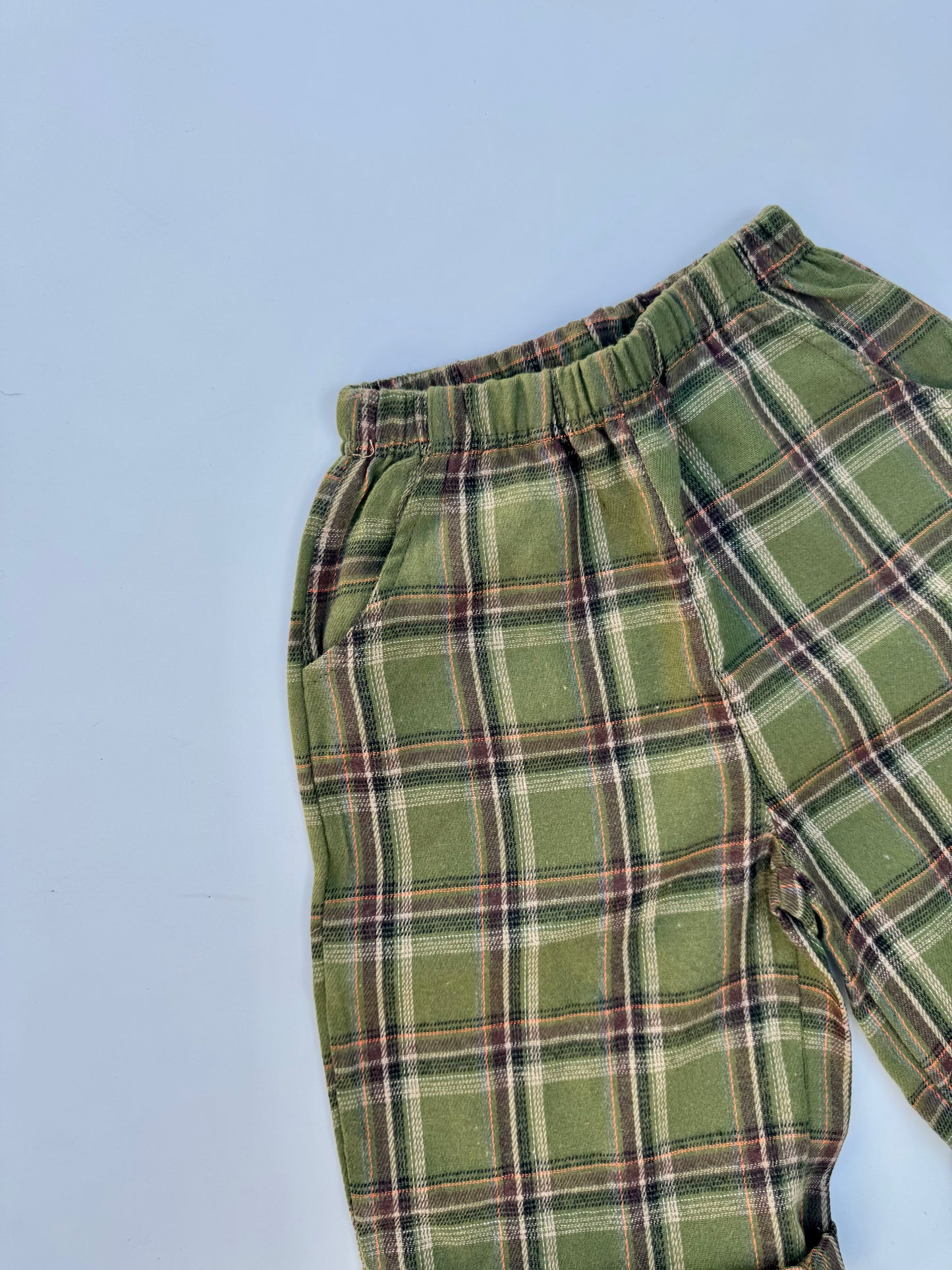 Check camp straight pants - green