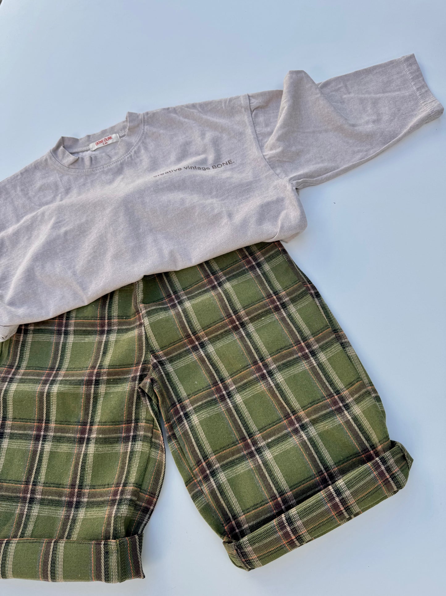 Check camp straight pants - green