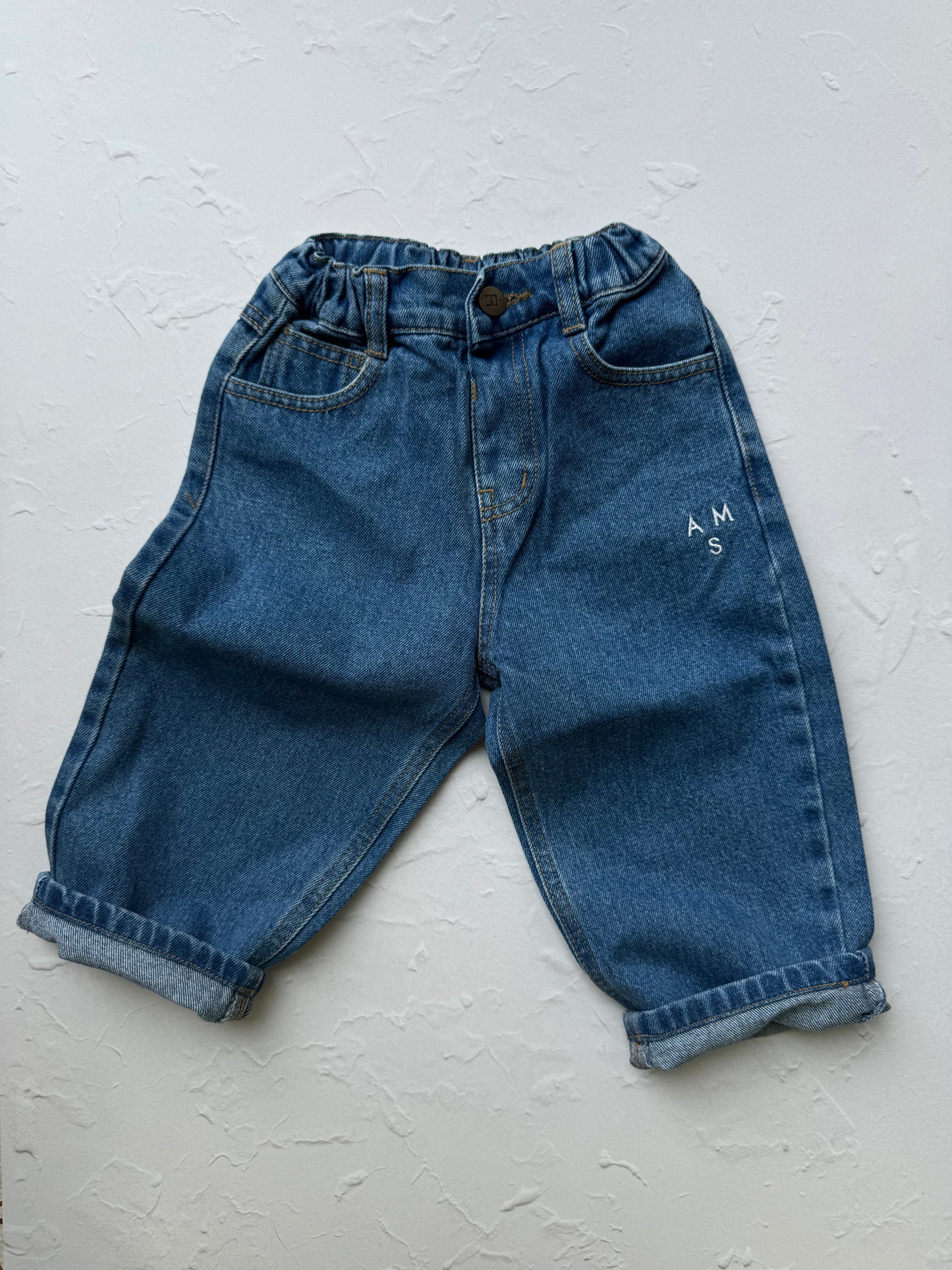 Stitch cotton pants - denim